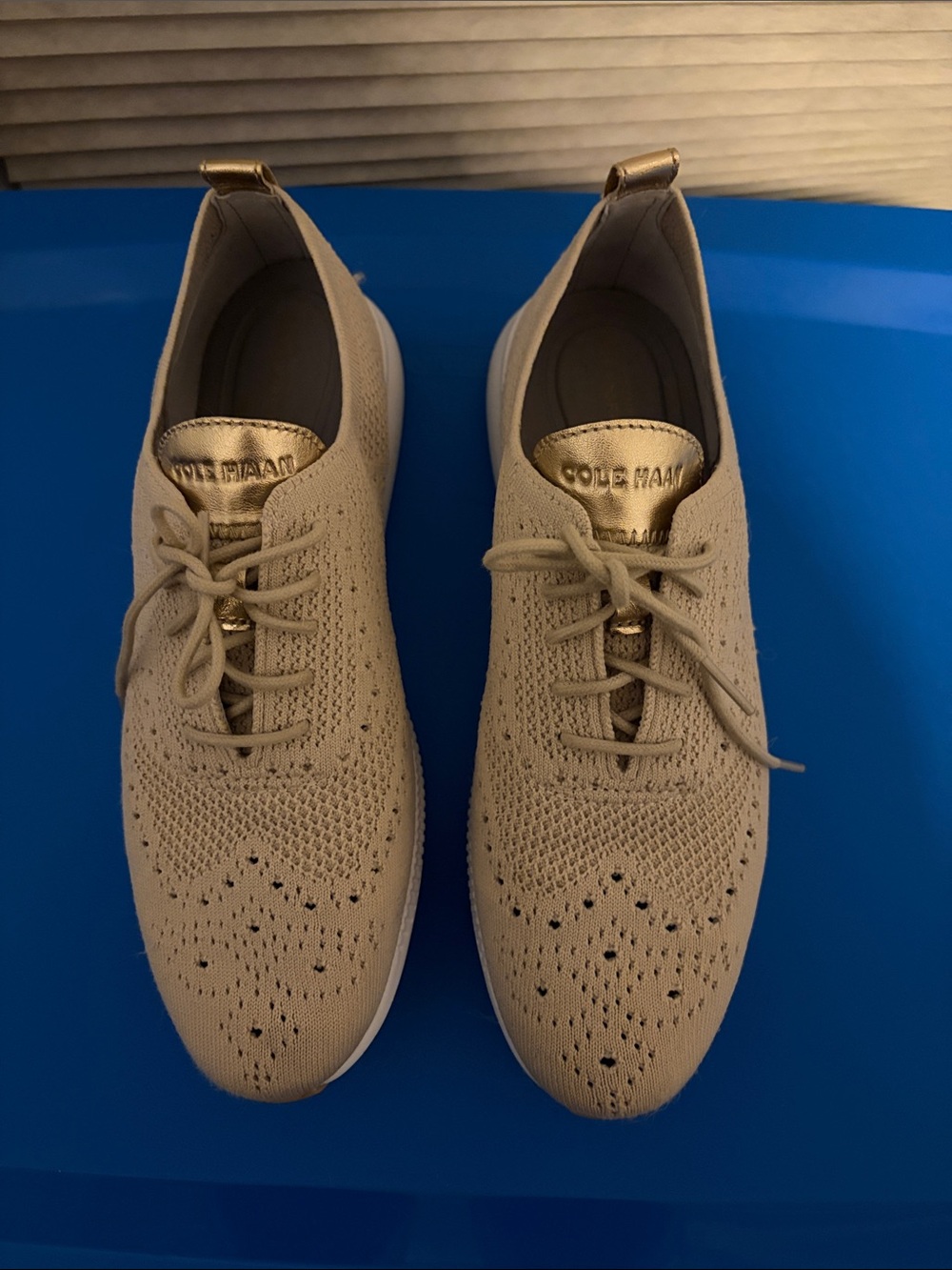 Cole Haan Men's Beige Knit Oxford with Gold Accents